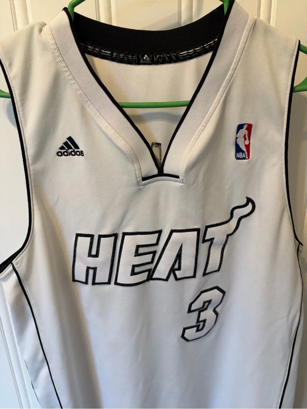 Adidas Miami Heat Dwyane Wade #3 White Hot Jersey Men's Adult Large L Length +2